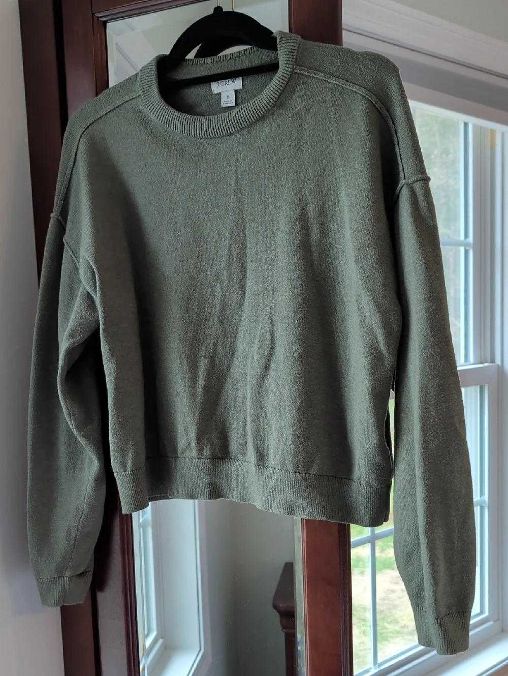 J. Crew Olive Crewneck Sweater - S - Picture 1 of 3